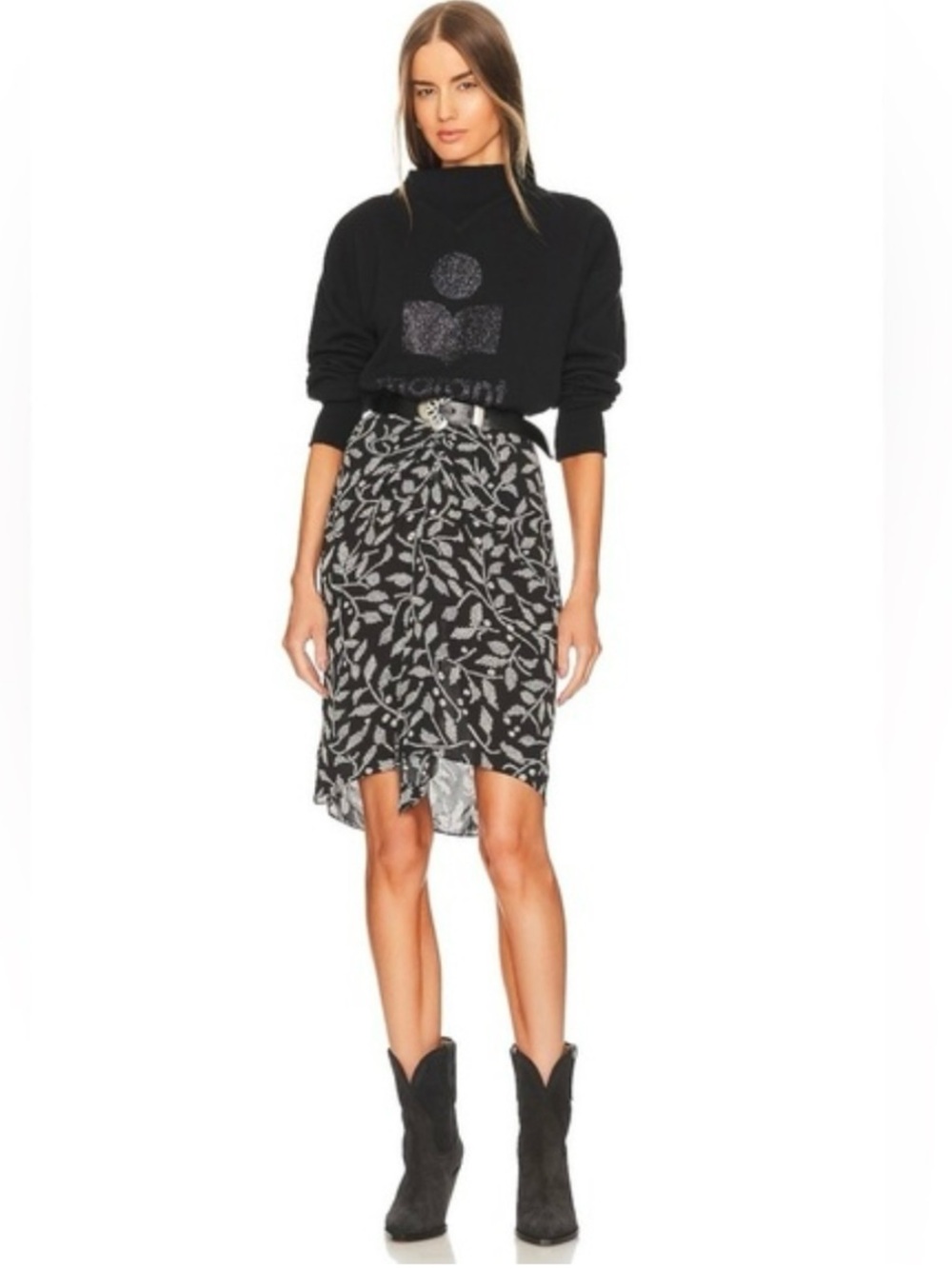 Isabel Marant Etoile Diamiai Black & White Ruffled Mini Skirt NWT EU 42/US 10